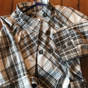 Plaid Fall Jacket Elbow Length Sleeves with Tie